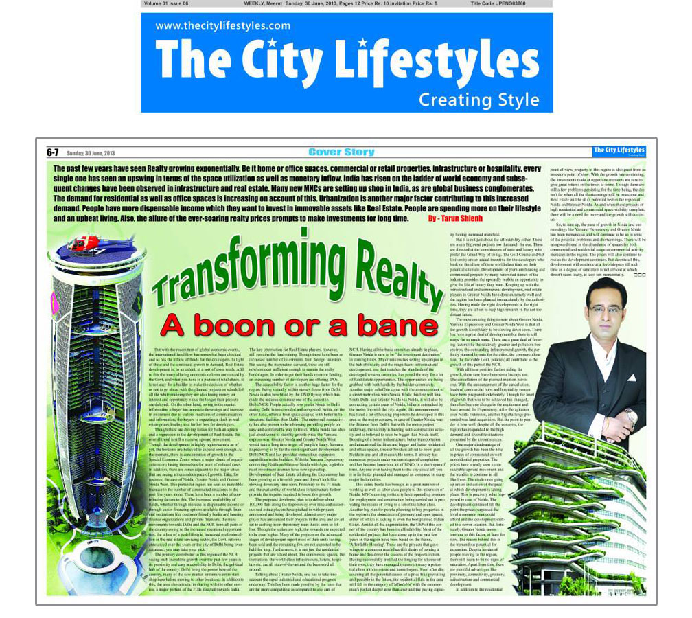 Tarun Shienh Coverage in The City Lifestyle Newspaper